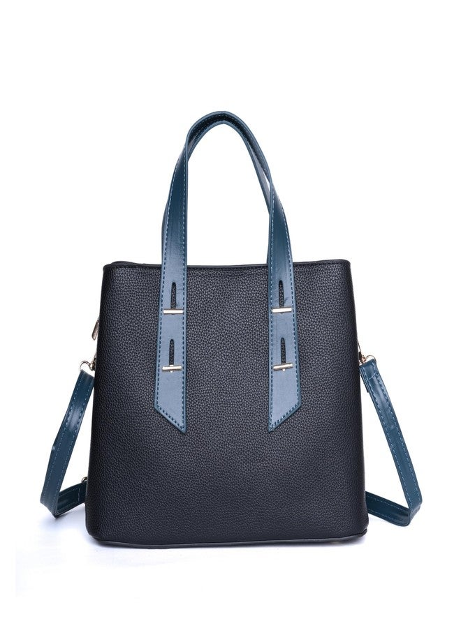 SANTORINI Regal Grace Satchel handbag for women | Medium satchel purse with 3 Compartment For women. (Black) - Image 1